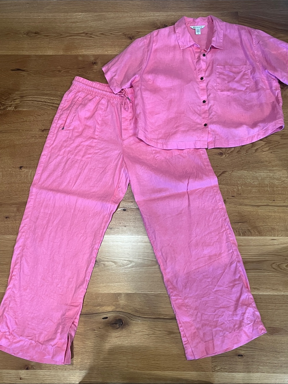 Athleta Matching Pink Linen Set 🩷